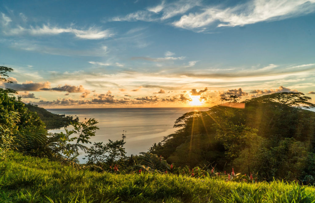 sunset on the island of Raiatea